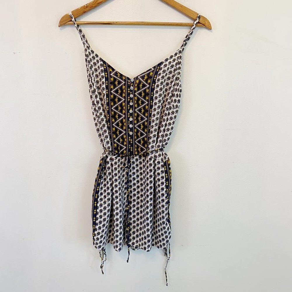 FAITHFULL THE BRAND boho pattern ruched romper